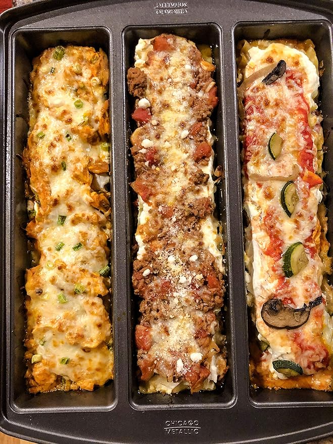 Chicago Metallic Professional Lasagna Trio Pan, Perfect for loaf breads, cakes and more 12.5 by 16 by 3 inches, Silver