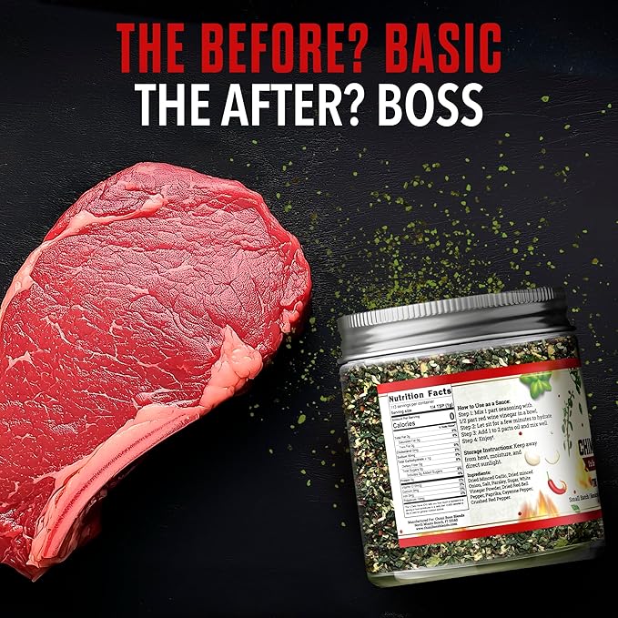Chimi Boss Blends Infierno Chimichurri Dry Seasoning, 4 oz – Spicy Argentinian Herb & Chili Rub with Parsley, Garlic & Oregano – All Natural Dry Mix for Seasoning or DIY Sauce – Made in USA