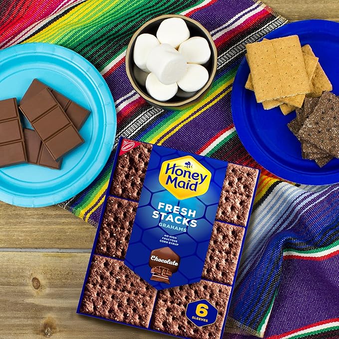 HONEY MAID Fresh Stacks Chocolate Graham Crackers, Bulk Travel Snacks, 6 Boxes (36 Multi Snack Packs)