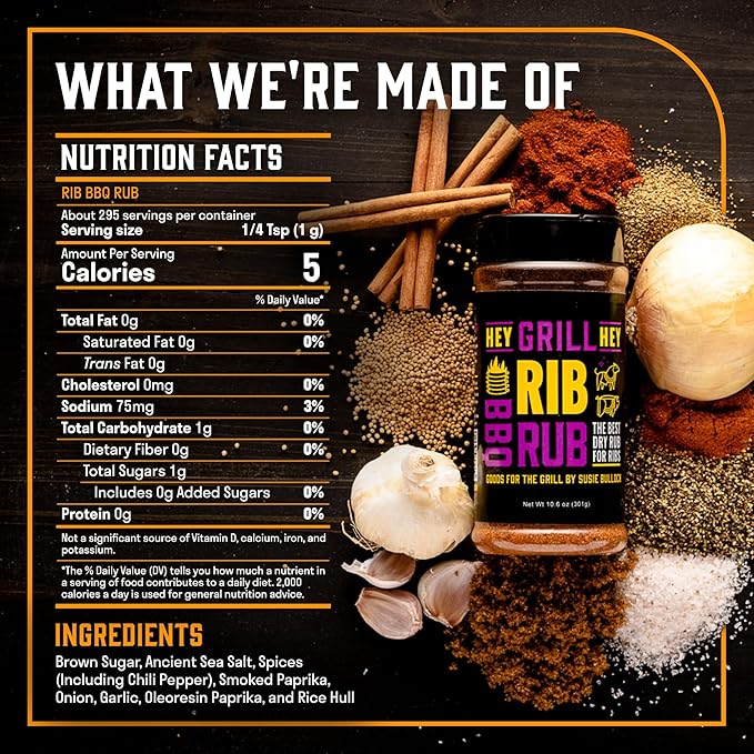Hey Grill Hey | Rib Rub | BBQ Rub | Rib Seasoning | Beef & Pork Seasoning | BBQ Chicken and More | NBBQA Award Winning Barbeque Blend | 10.4oz