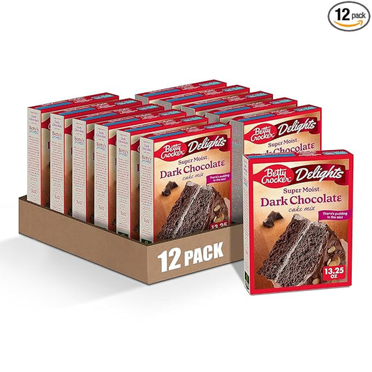 Betty Exclusives Wednesday Super Moist Dark Chocolate Cake Mix, 13.25 oz (Pack of 12)