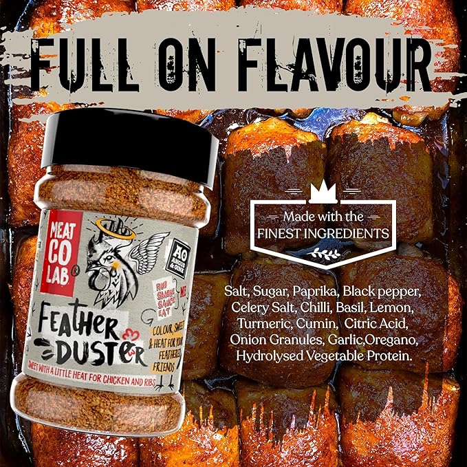 Angus & Oink | Feather Duster Rub | Sweet & Smoky Seasoning with Paprika, Orange, Lemon & Chipotle | Perfect for Chicken Wings & Pork | Versatile BBQ Rub | 200g