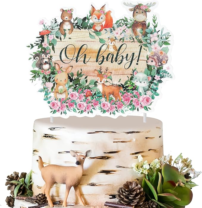 25pcs Woodland Animal Cupcake Toppers - Baby Shower Decorations for Woodland Party Supplies
