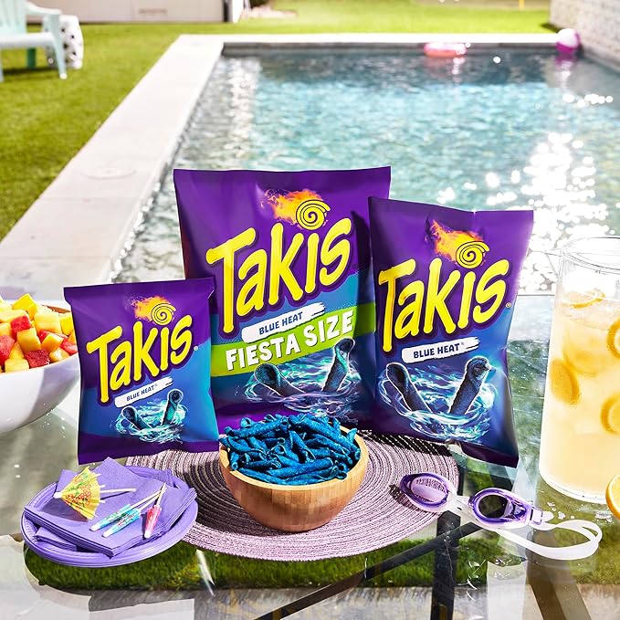 Takis Blue Heat 40 pc / 1 oz Multipack - Intense Hot Chili Pepper Flavored Extreme Spicy Rolled Tortilla Chips - Individual Bags, Perfect for Tailgates, Parties, Lunchboxes or Lunches