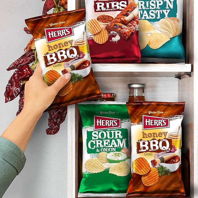 Herr's Multipack Chip Box, Assorted Flavors, Bulk Snacks - 1.5 Ounce (Pack of 24 bags)