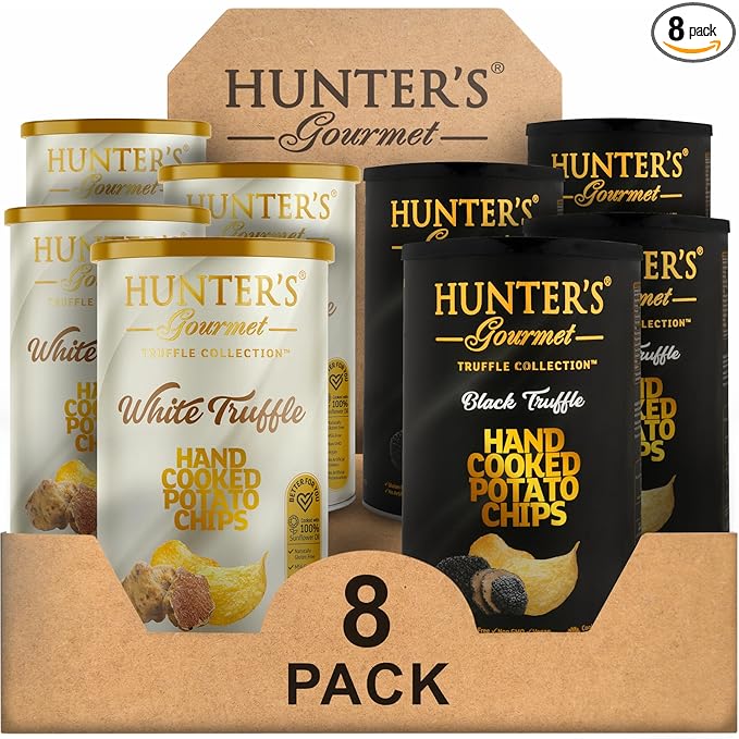 Hunter's Gourmet Truffle Chips | No Cholesterol | Preservatives-Free | No Artificial Colors | Hand-Cooked | Vegan Truffle Lover | Made in a Nut-Free Facility | Great for Special Occasions | Pack of 8