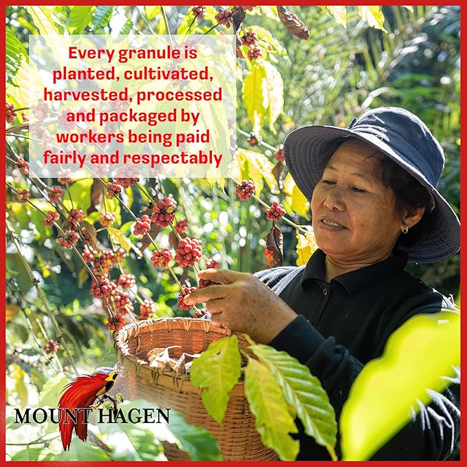 Mount Hagen 7.05oz Organic Freeze Dried Instant Decaf Coffee | Made From Organic Medium Roast Arabica Beans | Fair-Trade, Eco-friendly Instant Decaffeinated Coffee in Resealable Pouch Bag [7.05oz]
