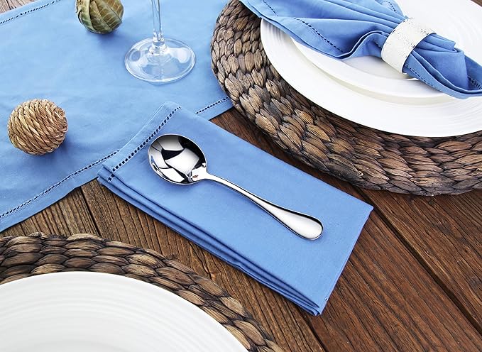 Artaste Rain 18/10 Stainless Steel (Silver (Set of 12), Bouillon Spoon (6-Inch))