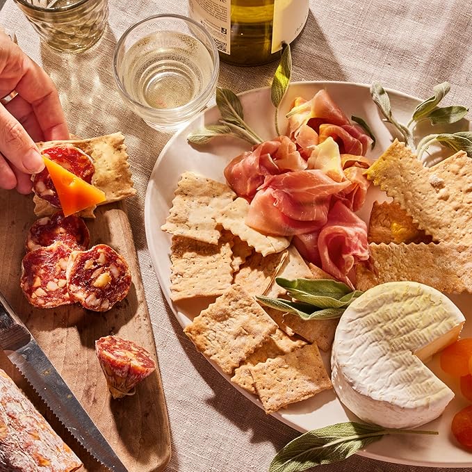 Rustic Bakery Handmade Sourdough Flatbread Cracker Bites - Olive Oil & Sel Gris - Sea Salt Charcuterie Crackers for Cheese Platters or Snacking - Made in California - Pack of 4, 6 Oz Bags
