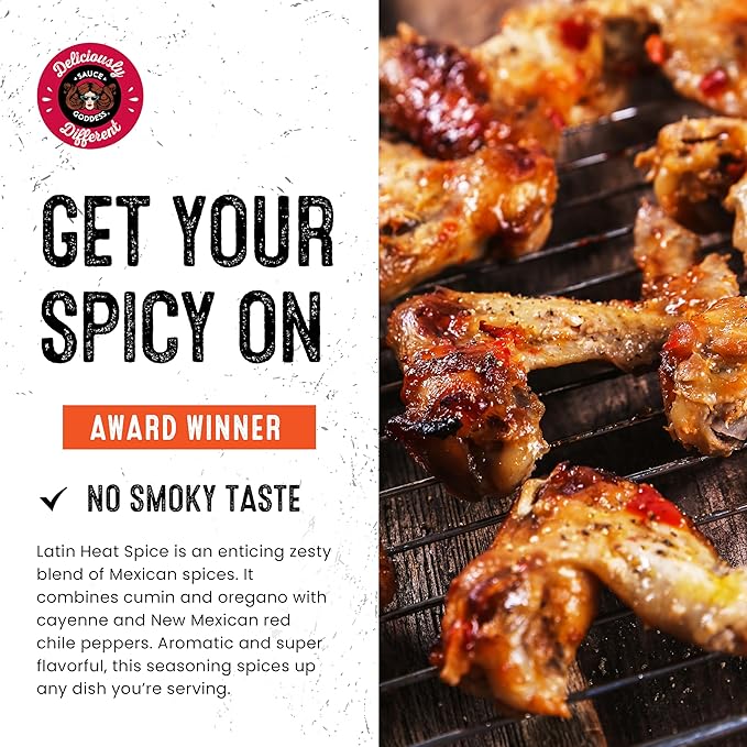 Sauce Goddess Southwest Latin Heat Shaker (2-Pack) - BBQ Rub with Tons of Cumin and Oregano Flavor, Cayenne, and New Mexican Red Chiles. No Sugar, Low in Sodium, Gluten-Free