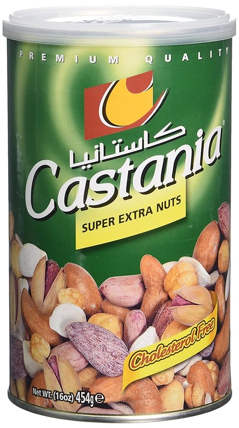 Castania BBQ Lebanese Mixed Nuts, Super Extra Mix with Pistachios, Almonds, Cashews, Hazelnuts, Peanuts, Pumpkin Seeds, Corn, and Chickpeas, 16oz