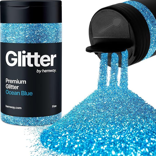 Hemway Premium Glitter Shaker - Ocean Blue | 130g Fine Metallic Flake Sequins for Resin & Epoxy Crafts | Craft Supplies for Tumblers, Festival, Art