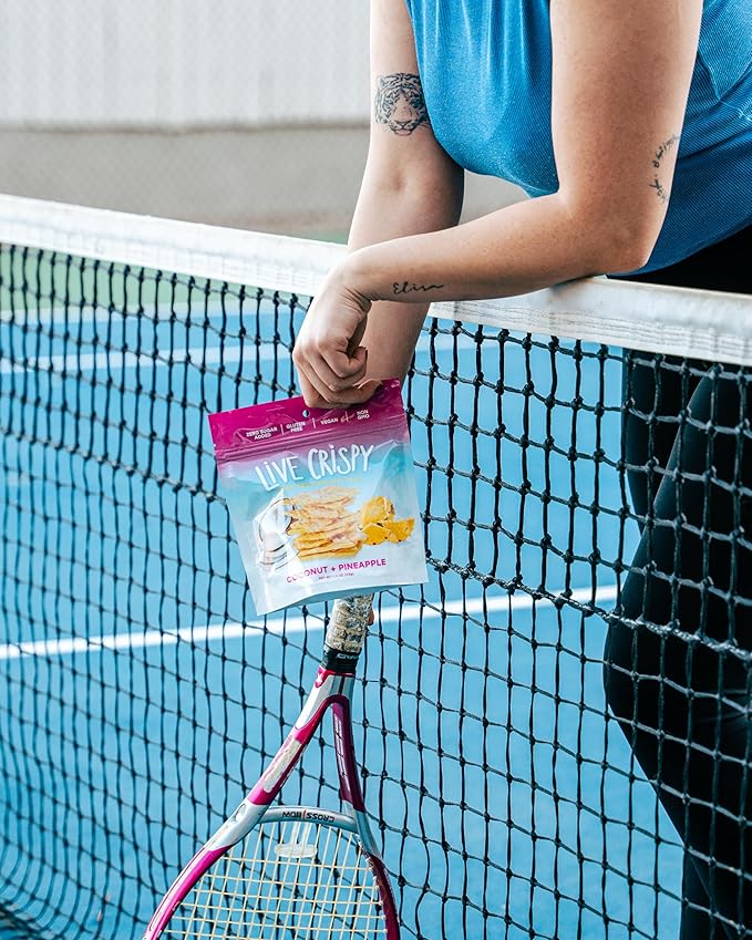 Live Crispy Fruit Chips - Pineapple-Powered Snack Packed with 100% Natural Fruit - Antioxidant-Rich, Vitamin-Packed (Coconut/Pineapple) 4 Pack