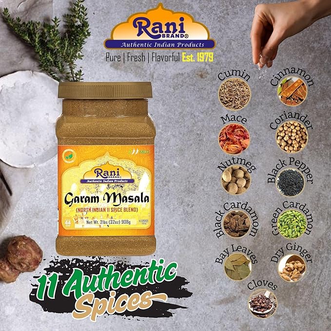 Rani Garam Masala Indian 11-Spice Blend 32oz (2lbs) 908g PET Jar ~ All Natural, Salt-Free | Vegan | No Colors | Gluten Friendly | NON-GMO | Kosher | Indian Origin