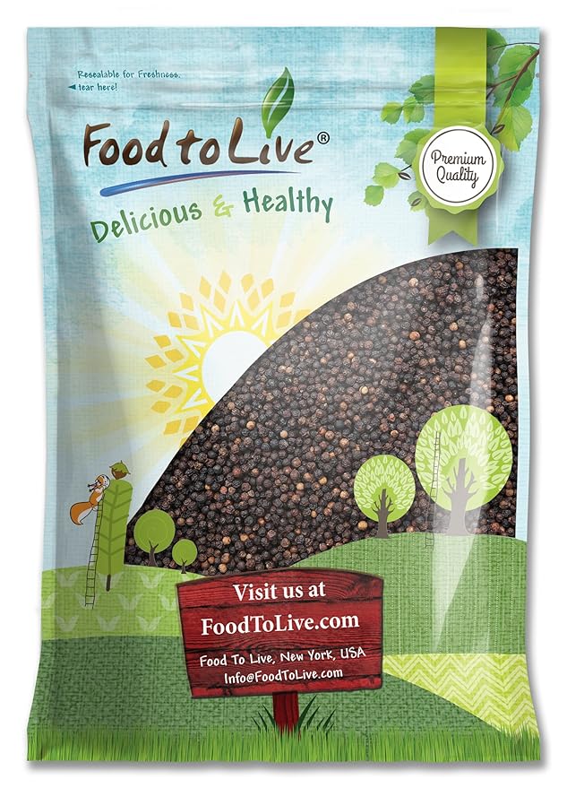 Food to Live - Whole Black Pepper, 8 Pounds Dried Peppercorns, Kosher, Vegan, Bulk Spice. Strong Pungent Flavor. Rich in Minerals. Great for Spicing, Seasoning. Perfect for Grinder Refill.