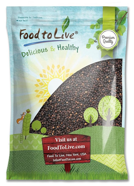 Food to Live - Whole Black Pepper, 8 Pounds Dried Peppercorns, Kosher, Vegan, Bulk Spice. Strong Pungent Flavor. Rich in Minerals. Great for Spicing, Seasoning. Perfect for Grinder Refill.