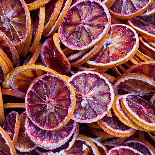 Dehydrated Dried Blood Orange Slices | 45 + Slices | 100% Natural | Blood Orange Wheels For Cocktails, Wreath Making, Tea, Cakes, Decoration | Oranges For Cocktails |3.5 oz,100 Grams| Drink Botanicals
