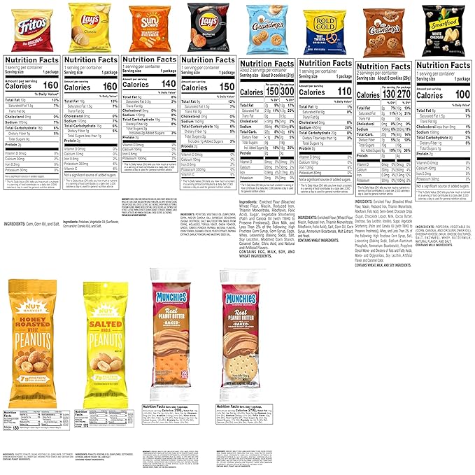 Frito Lay Sweet & Salty Snacks, Variety Mix of Cookies, Crackers, Chips & Nuts, (Pack of 50)