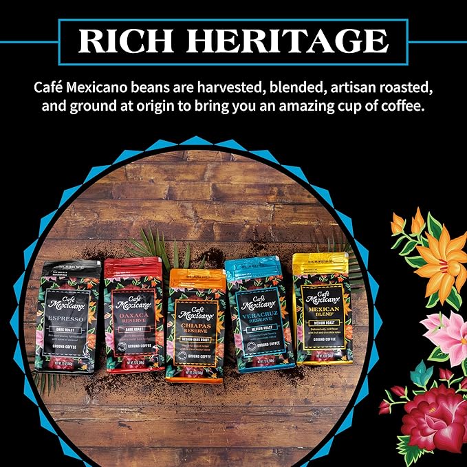 Caf챕 Mexicano - Veracruz Reserve Ground Coffee - Specialty Arabica Coffee Sourced from Mexico - 12 oz. Bag