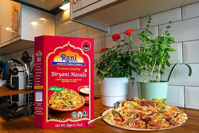Rani Biryani Masala Curry (7-Spice Blend for Indian Rice Dishes, Pullao/Pilau) 1.75oz (50g) ~ All Natural | Vegan | No Colors | Gluten Friendly | NON-GMO | Indian Origin