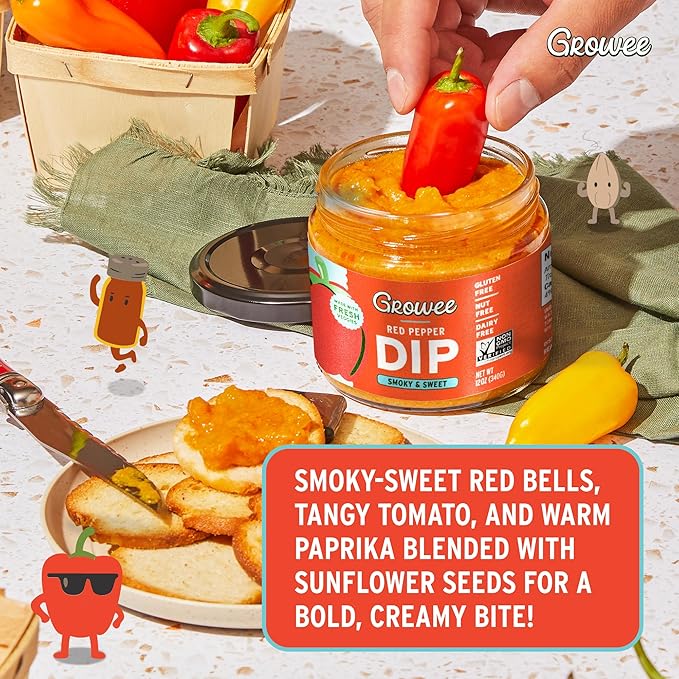Growee Vegan Chip Dip & Queso Trio ??Dairy-Free Mayo & Salad Dressing Substitute ??Gluten-Free, Nut-Free Plant-Based Spread ??3 Flavors - Spiced Mango, Red Pepper & Curry Zucchini