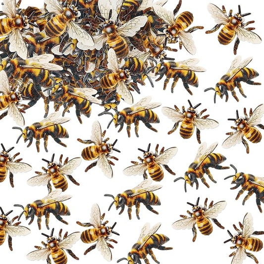 40 PCS Edible Bumble bee Cupcake Toppers Wafer Paper Bumble Bee Party Drink Topper Decorations for Kids Girls Birthday Baby Shower Honey Bee Themed Party Supplies