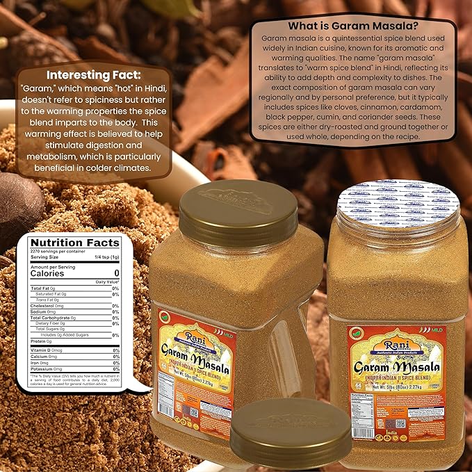 Rani Garam Masala Indian 11-Spice Blend 80oz (5lbs) 2.27kg Bulk PET Jar ~ All Natural, Salt-Free | Vegan | No Colors | Gluten Friendly | NON-GMO | Kosher | Indian Origin