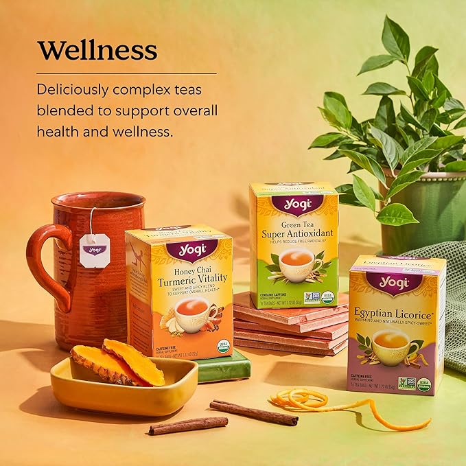 Yogi Tea Chai Rooibos Tea - 16 Tea Bags per Pack (6 Packs) - Spiced Organic Rooibos Tea - Provides Antioxidants - Caffeine-Free - Includes Cardamom, Cinnamon, Ginger & Clove