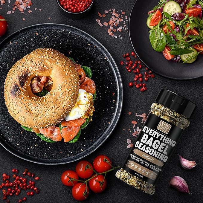 Everything Bagel Seasoning Blend - Gluten Free & Low Sodium Avocado Toast Seasoning. Vegetable Seasonings with Spices & Toasted Sesame Seeds. Egg, Meat & Salmon Keto Seasonings. Salad Toppings. 5.2oz