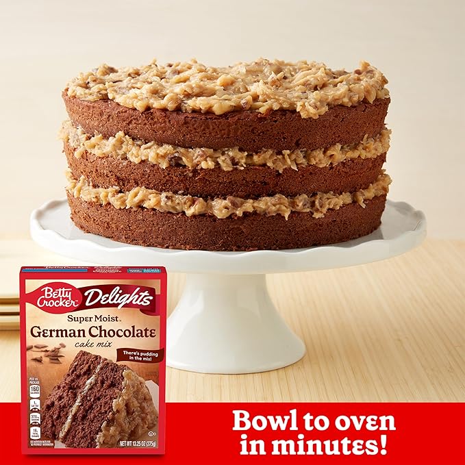 Betty Crocker Delights Super Moist German Chocolate Cake Mix, 13.25 oz. (Pack of 12)