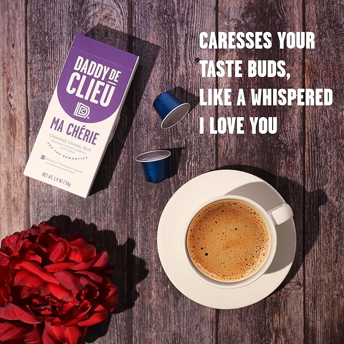 Daddy De Clieu Ma Chérie Coffee Pods (Rich & Chocolatey, Brazil & Columbia Casablanca, 100% Arabica Blend), Compatible with Nespresso Original Line Machines, Recyclable Aluminum Capsules, 70 Count