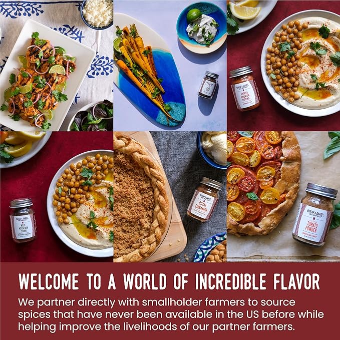 Burlap & Barrel 6-Pack Spice Gift Set ??6 Full-Size Jars of Favorite Spices for the Curious Cook ??Includes Cinnamon, Garlic & More Seasonings - As Seen On Shark Tank