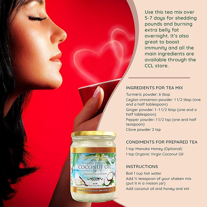 Organic Extra Virgin Coconut Oil - Unrefined Organic Cold Pressed | Ideal For Hair, Skin, Cooking, Body Massage, Beauty and Oil Pulling| Keto & Paleo Cooking Oil - 16.91 oz Coconut oil in Glass Jar