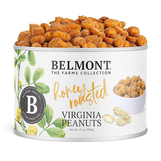 Belmont Peanuts Gourmet Honey Roasted Virginia Peanuts, 25 oz (1 Pack) ??Only 8 Simple Ingredients, No Preservatives, 6g Protein ??A Premium, Sweet, Salty, Crunchy, Hand Seasoned Snack
