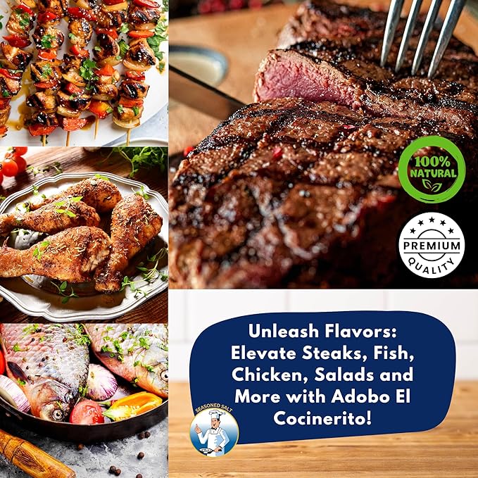 Adobo El Cocinerito | Seasoned Salt Blend | Crafted with Premium Ingredients | Additive-free | Ideal for All Culinary Needs (8.2 oz)