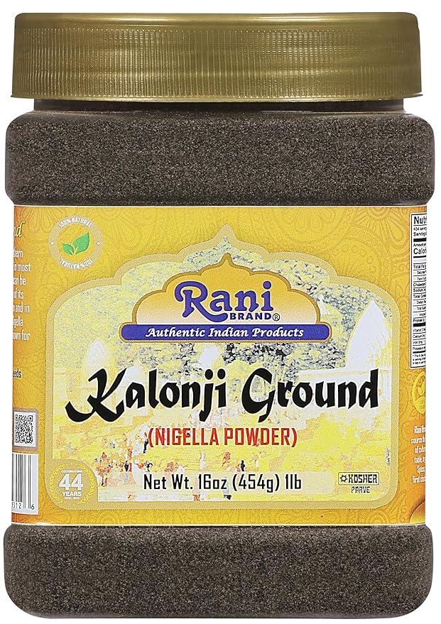 Rani Kalonji (Black Seed, Nigella Sativa, Black Cumin) Ground, Powder 16oz (1lb) 454g PET Jar ~ All Natural | Gluten Friendly | NON-GMO | Kosher | Vegan | Indian Origin