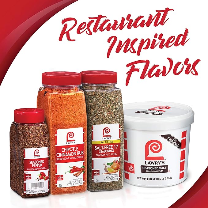 Lawry's Salt Free 17 Seasoning, 10 oz - One 10 Ounce Container of 17 Seasoning Spice Blend Including Toasted Sesame Seeds, Turmeric, Basil and Red Bell Pepper for Seafood Poultry and Beef