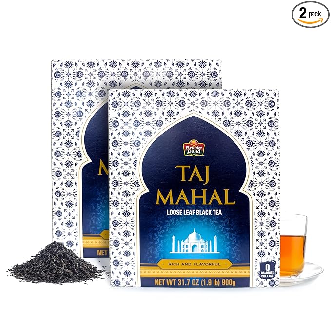 Taj Mahal Tea by Brooke Bond | Loose Leaf Tea | Black Tea | Compatible for Chai & Milk | Premium Blend | Refreshing Taste | 900 Grams (Pack of 2)