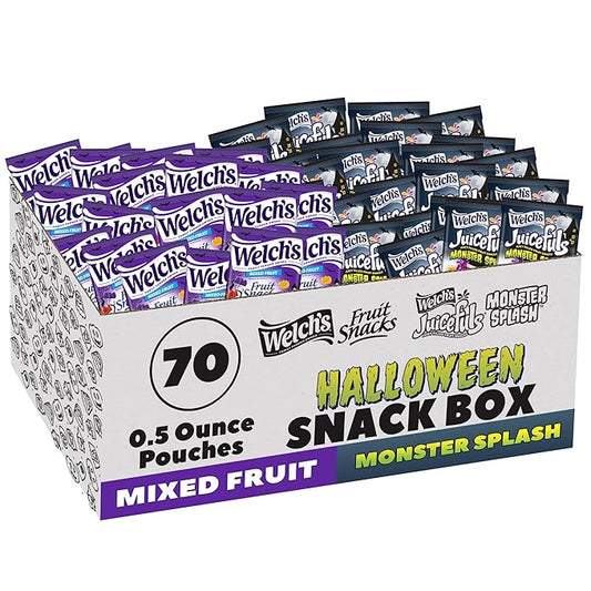 Welch?™s Fruit Snacks Mixed Fruit Halloween & Juicefuls Monster Splash Variety Pack, Great for Trick or Treating, 0.5oz (Pack of 70ct)