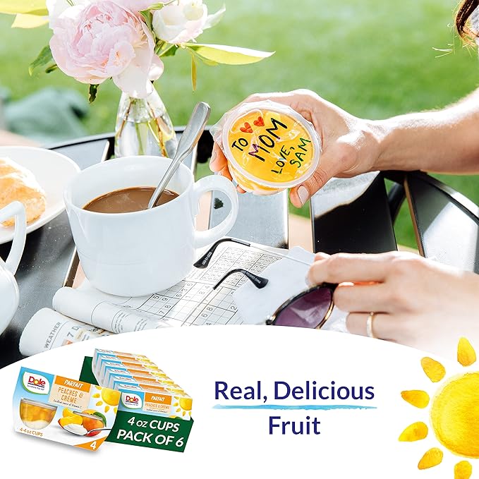Dole Fruit Bowls Low Fat Peaches & Creme Parfait Snacks, 4.3oz 24 Total Cups, Gluten & Dairy Free, Bulk Lunch Snacks for Kids & Adults