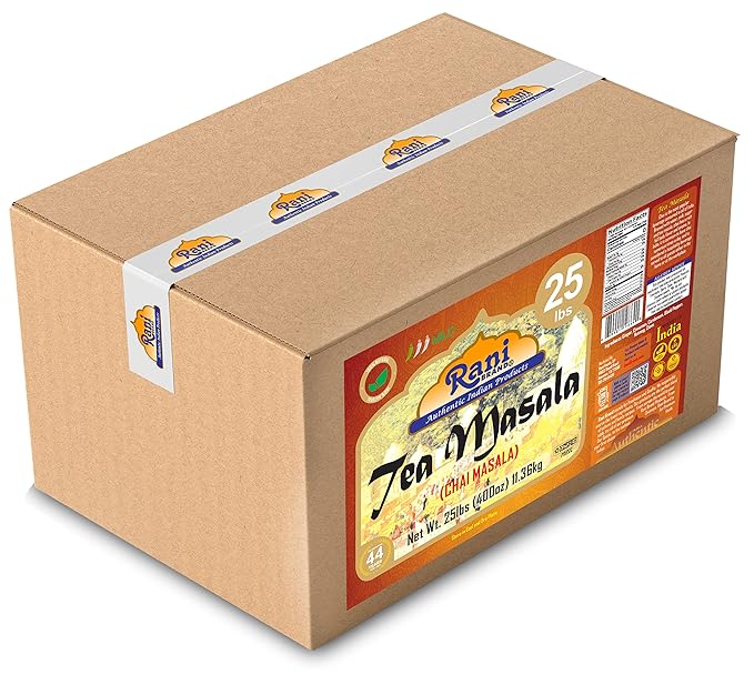 Rani Tea (Chai) Masala Indian Spice Blend 400oz (25lbs) 11.36kg Bulk Box ~ All Natural | Vegan | Gluten Friendly | Salt & Sugar Free | NON-GMO | No Colors | Kosher | Indian Origin