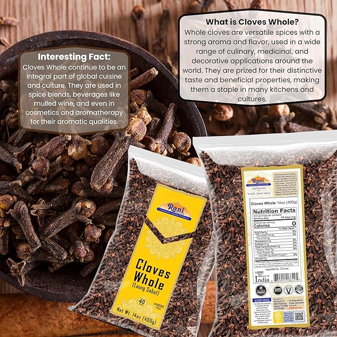Rani Cloves Whole (Laung) 14oz (400g) Great for Food, Tea, Pomander Balls and Potpourri, Hand Selected, Spice ~ All Natural | NON-GMO | Kosher | Vegan | Gluten Friendly | Indian Origin