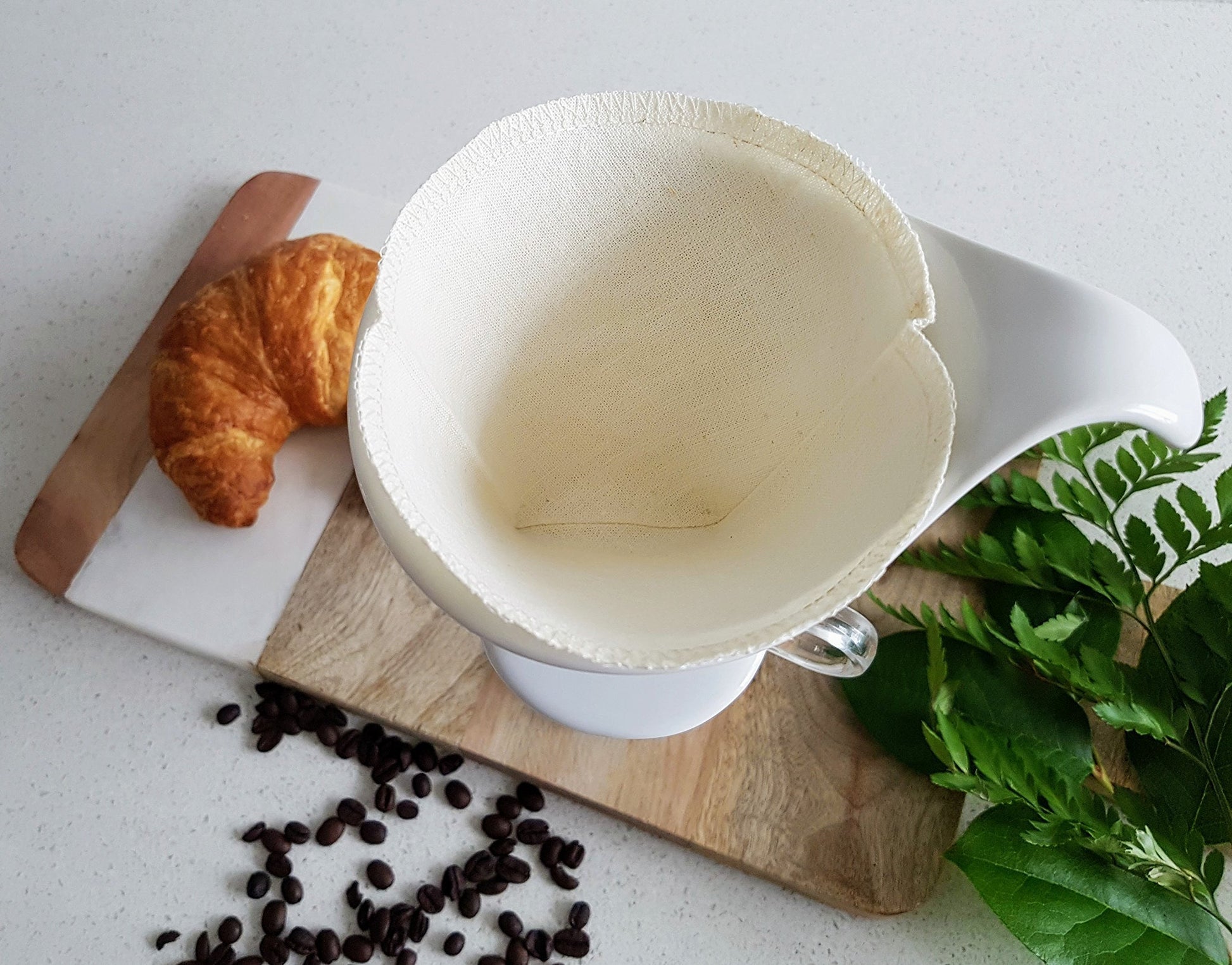 Cloth Reusable Cone Coffee Filter (Size #2) - Made in Canada of Hemp and Organic Cotton - Zero