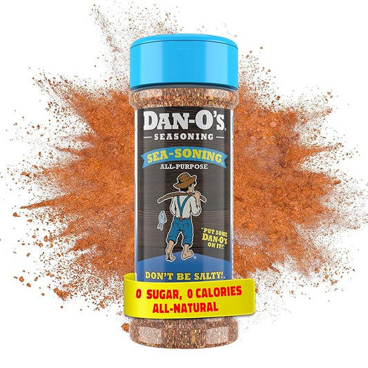 Dan-O's SEA-soning Seasoning, 2.4 oz Bottle, All-Purpose Seasoning for Fish, Shrimp, Seafood, Chicken and More, Sugar Free, Zero Calorie, Use this Spice Blend to Compliment any Sea-Inspired Dish
