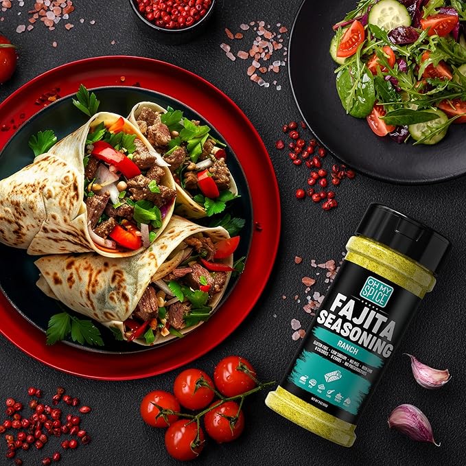 Fajita Seasoning Mix Ranch Seasoning Powder - Gluten Free & Low Sodium Mexican Seasonings Blend for Meat, Vegetables, Steak & Chicken Fajita. Dry Ranch Powder Fajitas Seasonings Spices. Taco Mix. 4oz
