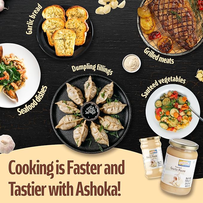 Ashoka Authentic Garlic Cooking Paste | Vegan | Gluten-Free | Kosher Certified | Non-GMO | No Colors | Made from Premium Indian Spices | 700 Grams (Pack of 1)