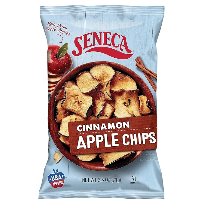 Seneca Cinnamon Apple Chips | Made from Fresh Apples | 100% Red Delicious Apples | Yakima Valley Orchards | Real Cinnamon | Crisped Apple Perfection | Foil Fresh Bag | 2.5 ounce (Pack of 12)