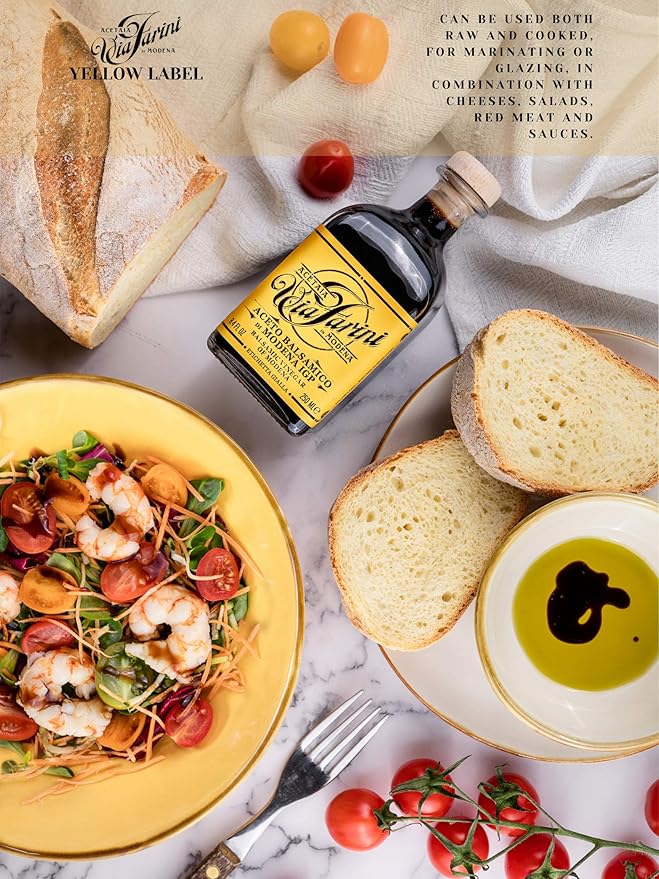 Via Farini Yellow Label Aceto Balsamico Di Modena IGP Aged Artisan Italian Balsamic Wine Vinegar 8.45 Fl Oz