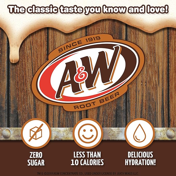 A&W, Root Beer ??Powder Drink Mix - (12 boxes, 72 sticks) ??Sugar Free & Delicious, Makes 72 flavored water beverages