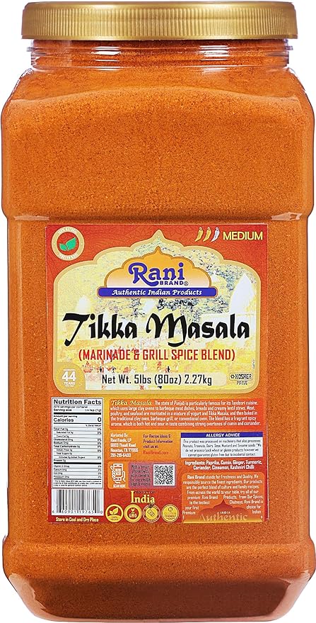 Rani Tikka Masala Indian 7-Spice Blend 80oz (5lbs) 2.27kg Bulk PET Jar ~ All Natural | Salt-Free | Vegan | No Colors | Gluten Friendly | NON-GMO | Kosher | Indian Origin